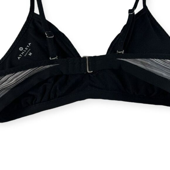 ATHLETA Women’s Black Gray Stripe Veracruz Swim Top Size Medium Style #228445 - Picture 2 of 7